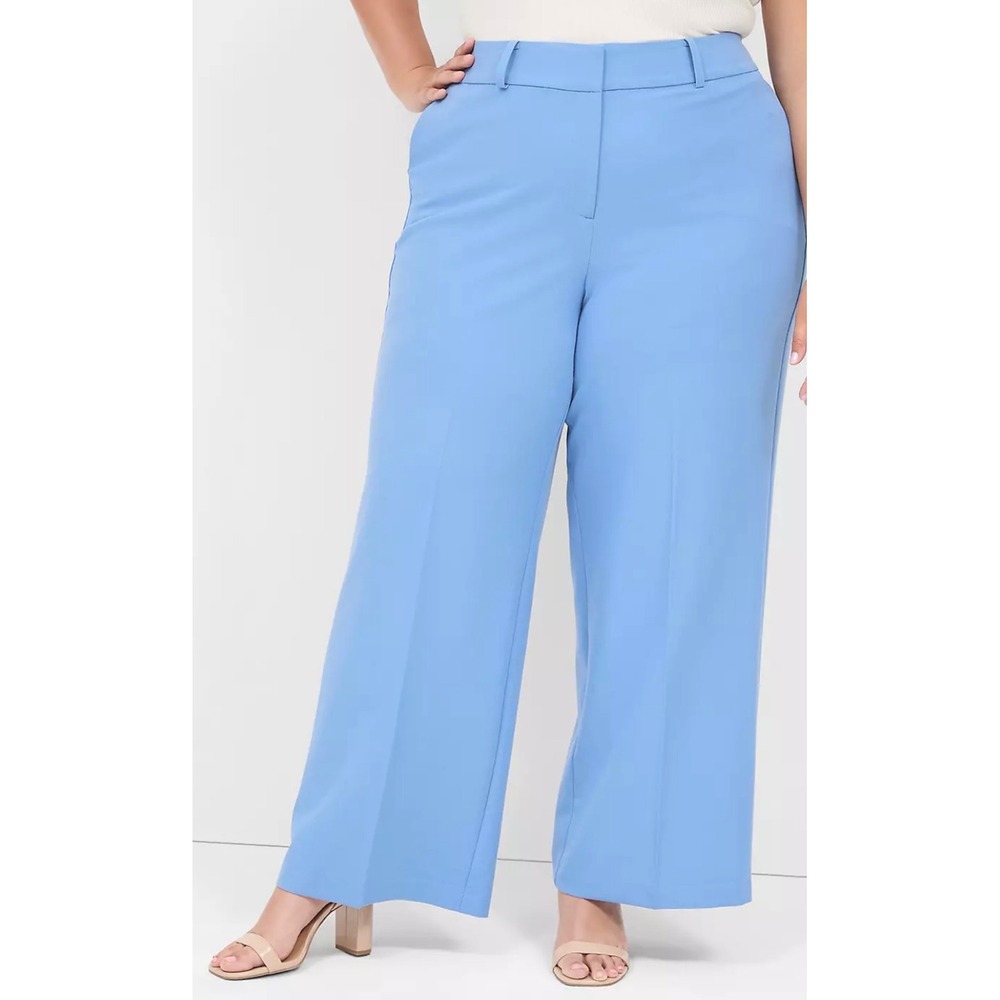 Lane Bryant Wide Leg Pants Periwinkle Blue‎ Womens Size 22 Pet Petite Cropped